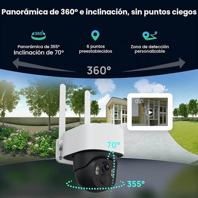 Cámara de Seguridad Panorámica 4G para Exterior | Visión 360° y Nocturna