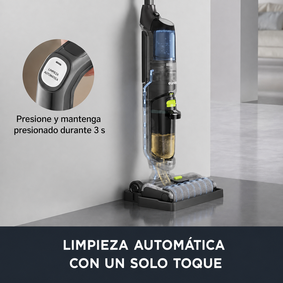 Aspiradora Inalámbrica 2 en 1 Blanca Eureka- Aspira y Trapea al Mismo Tiempo