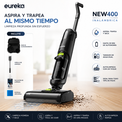 Aspiradora Inalámbrica 2 en 1 Blanca Eureka- Aspira y Trapea al Mismo Tiempo