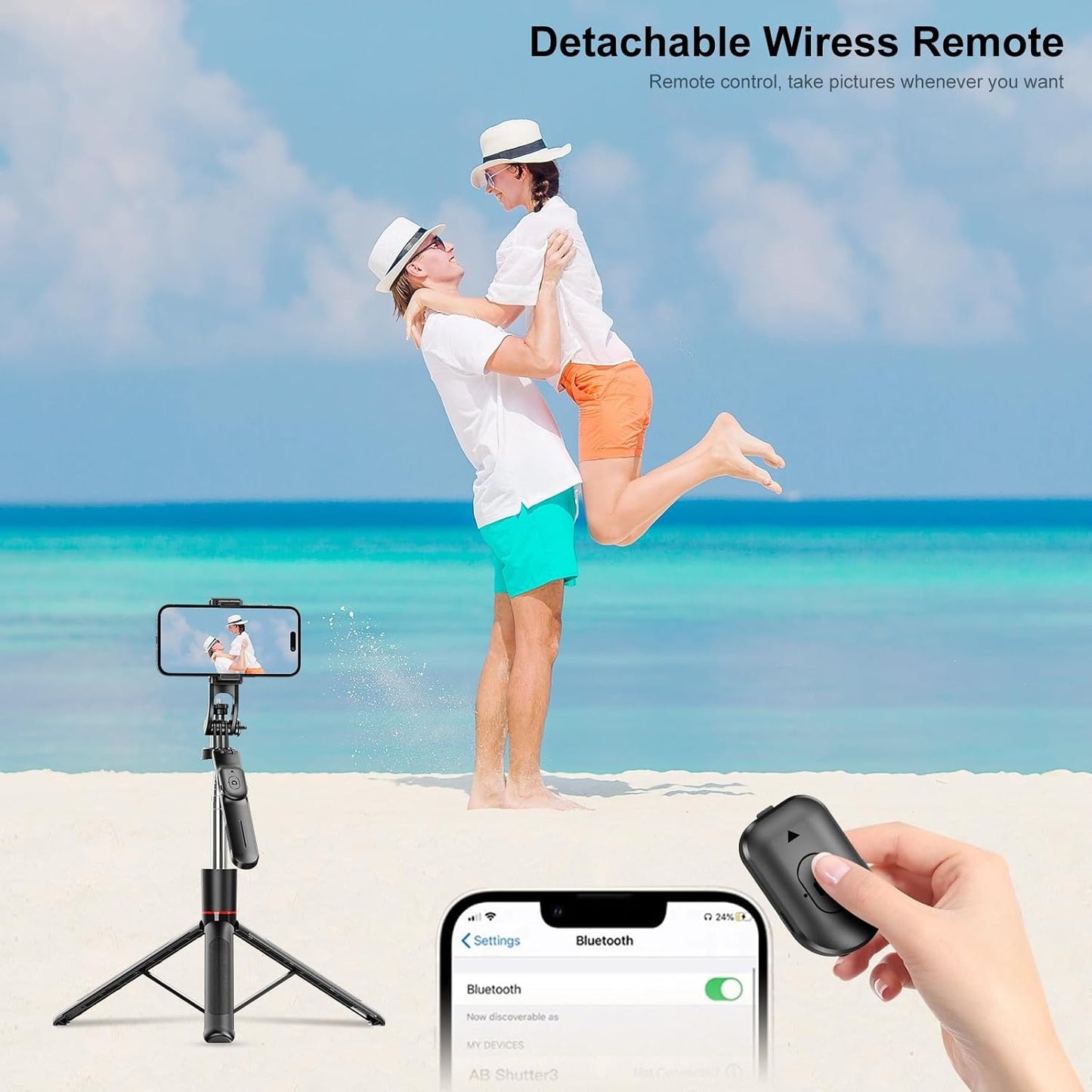 TRIPODE SOPORTE EXTENSIBLE ORIGINAL con Control Remoto y Altura Ajustable